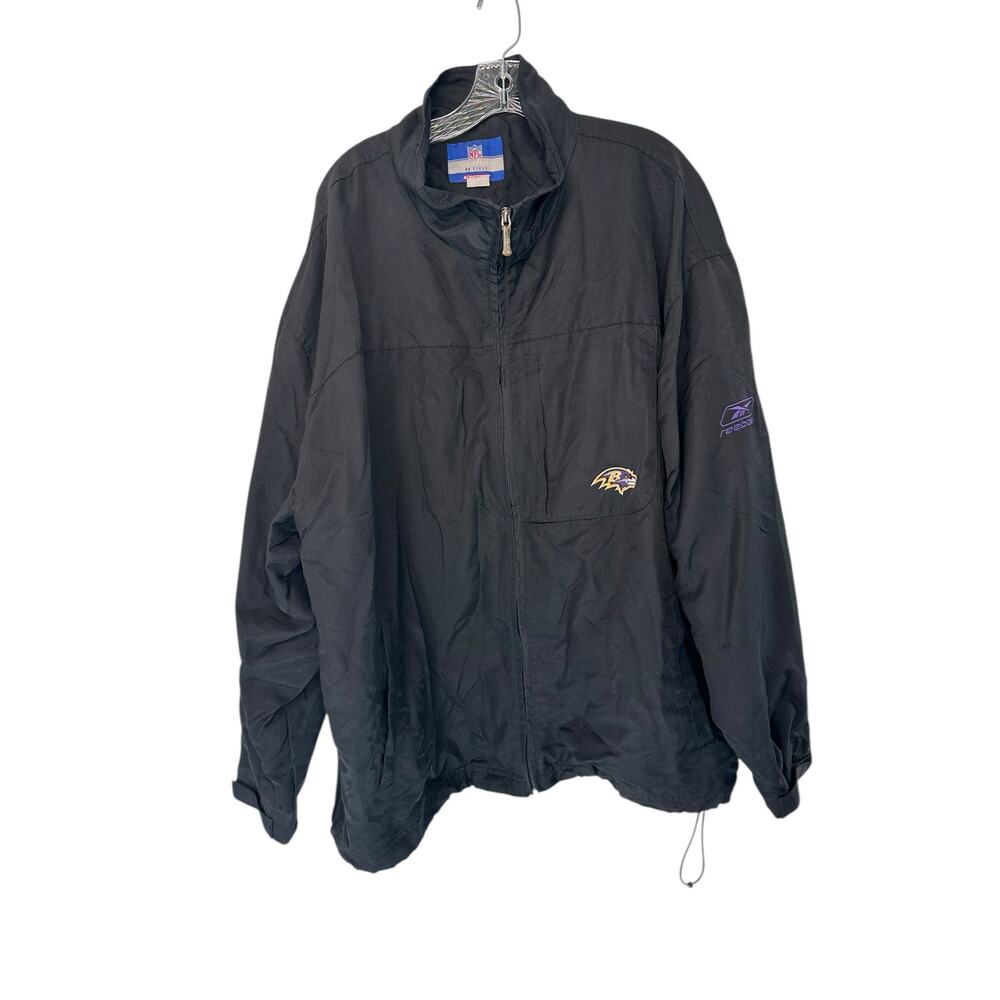 NFL Team Apparel Reebok Men's Black Baltimore Ravens Full Zip Jacket Size 2XL‎